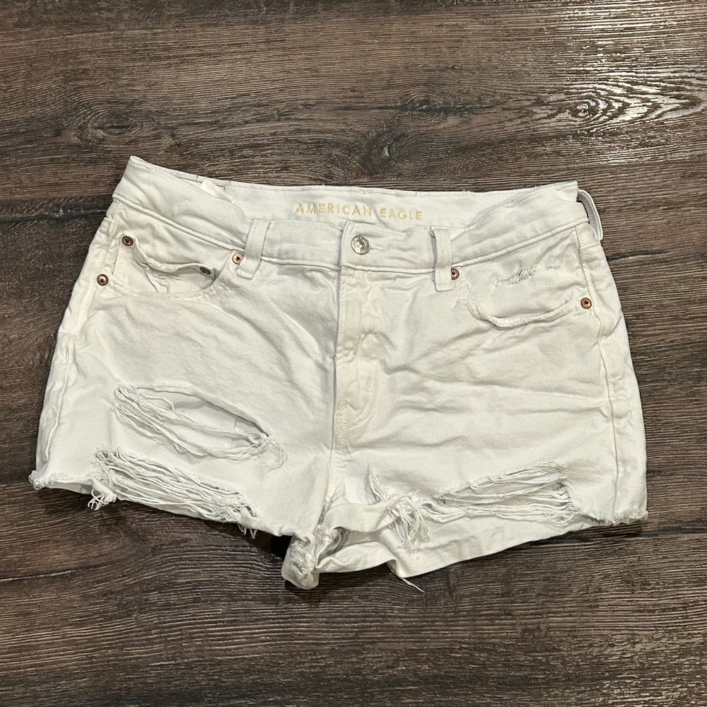 American Eagle Outfitters Women's White Distressed Shorts